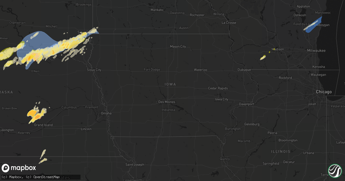 Hail map in Iowa on May 17, 2026