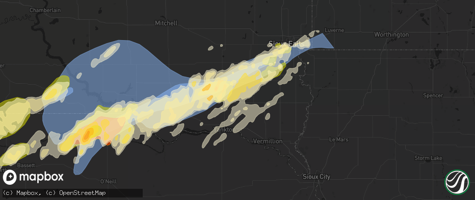 Hail map in Irene, SD on May 17, 2026