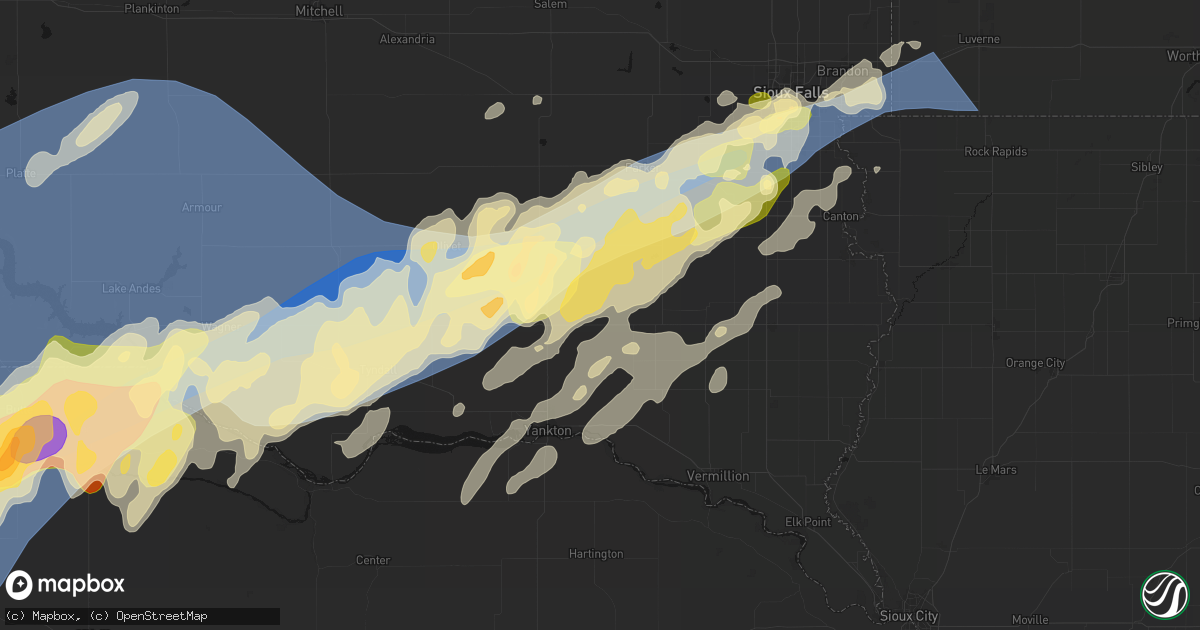 Hail map in Irene, SD on May 17, 2026
