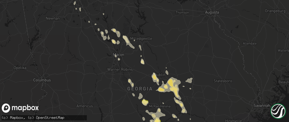 Hail map in Irwinton, GA on May 17, 2026