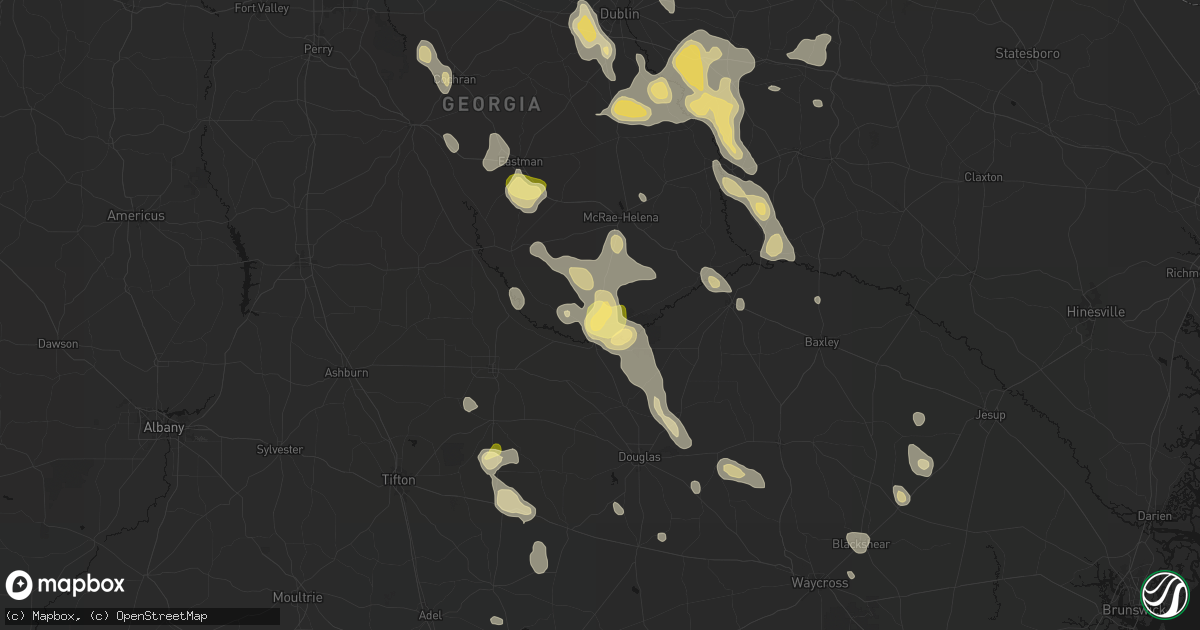 Hail map in Jacksonville, GA on May 17, 2026