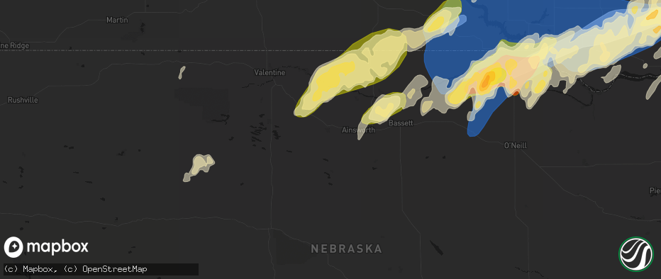 Hail map in Johnstown, NE on May 17, 2026