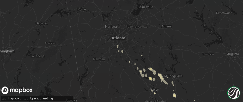 Hail map in Jonesboro, GA on May 17, 2026