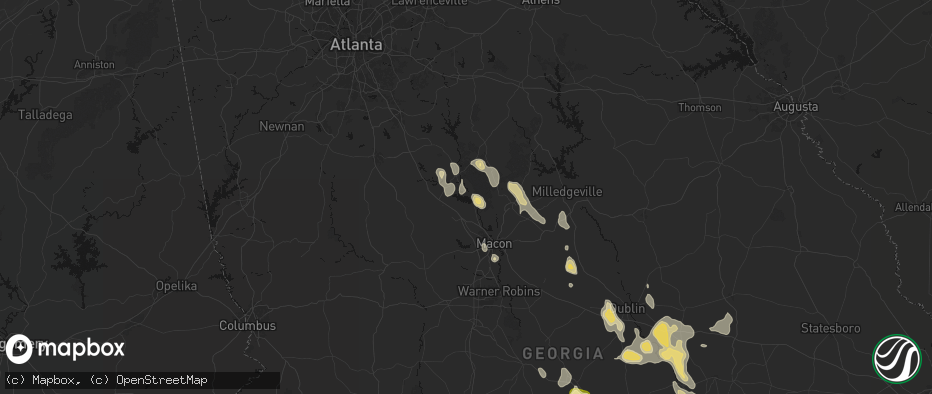 Hail map in Juliette, GA on May 17, 2026