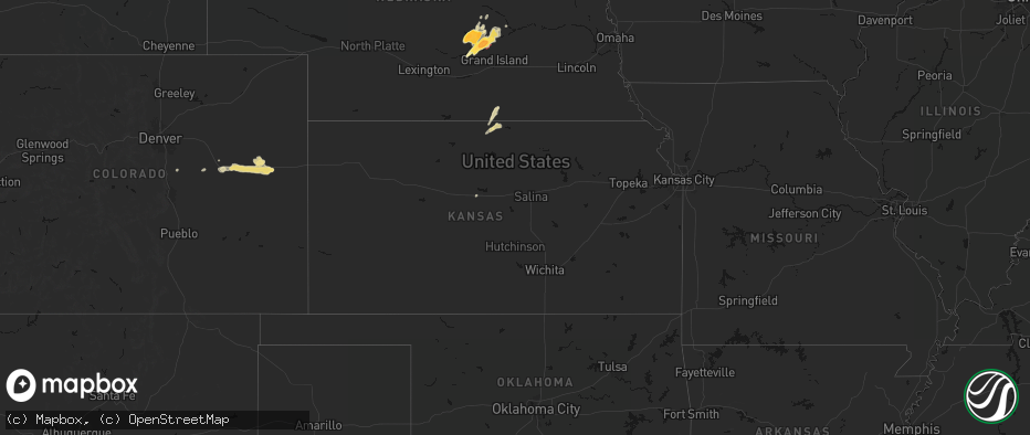Hail map in Kansas on May 17, 2026