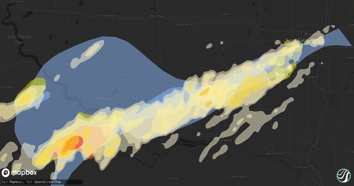 Hail map in Kaylor, SD on May 17, 2026