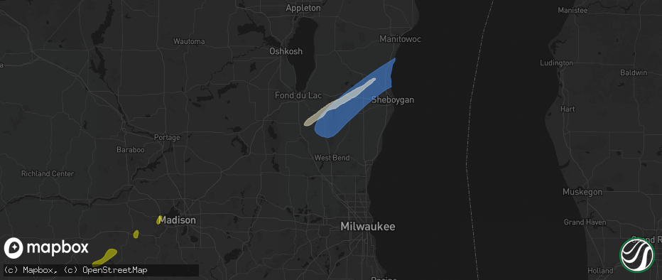 Hail map in Kewaskum, WI on May 17, 2026