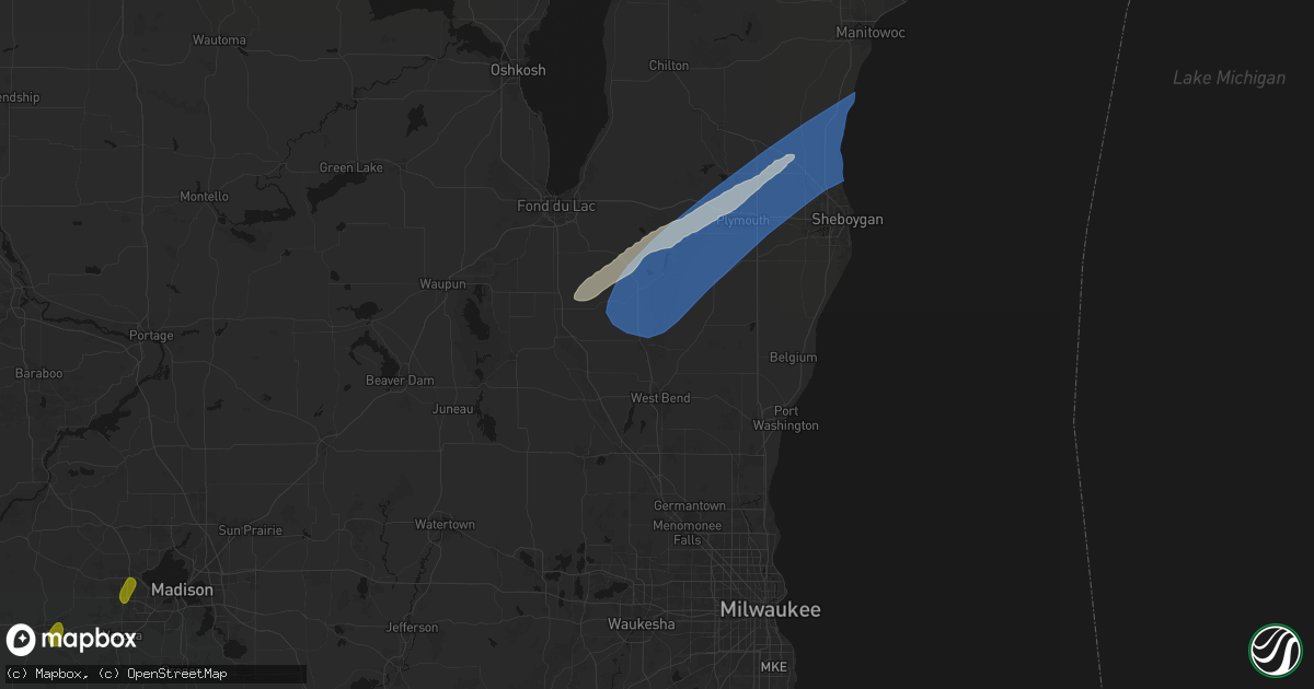Hail map in Kewaskum, WI on May 17, 2026