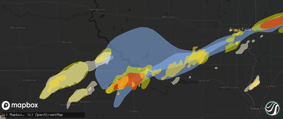 Hail map in Lake Andes, SD on May 17, 2026
