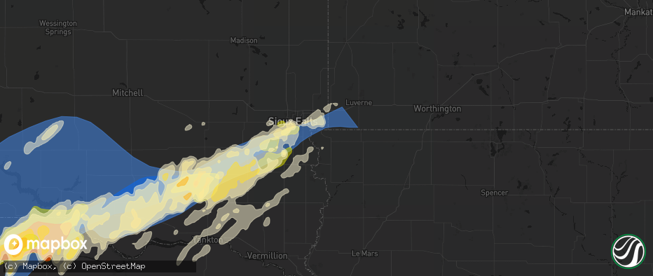 Hail map in Larchwood, IA on May 17, 2026