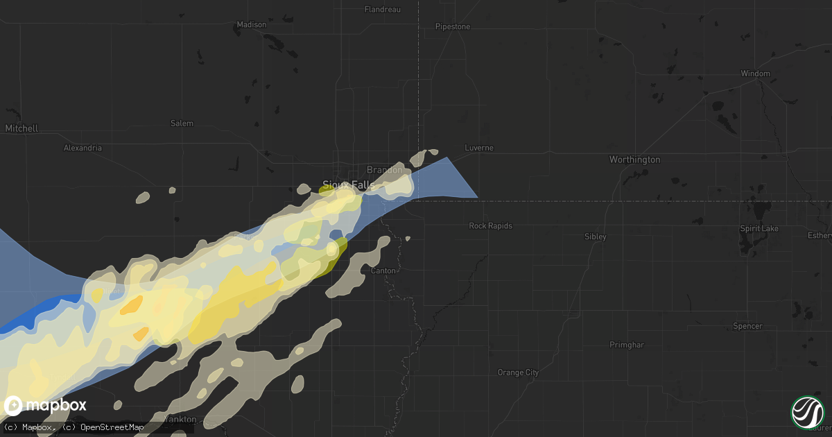 Hail map in Larchwood, IA on May 17, 2026