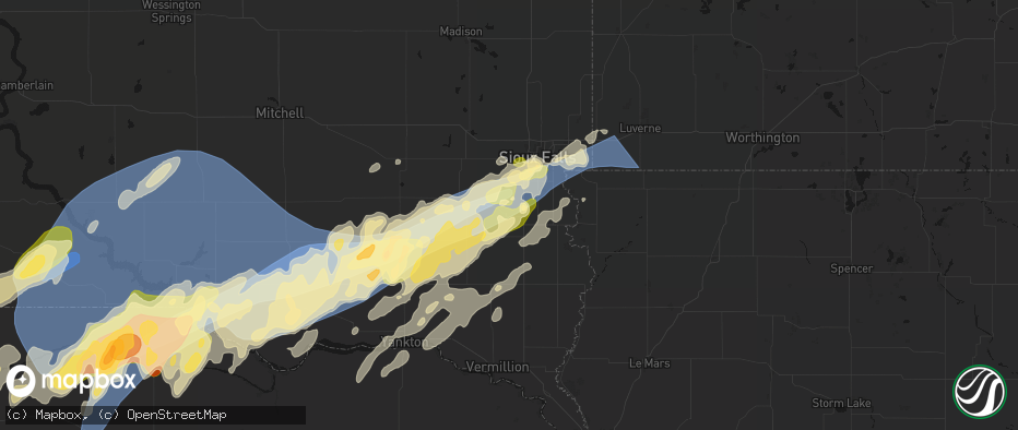 Hail map in Lennox, SD on May 17, 2026