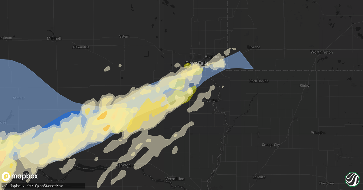Hail map in Lennox, SD on May 17, 2026