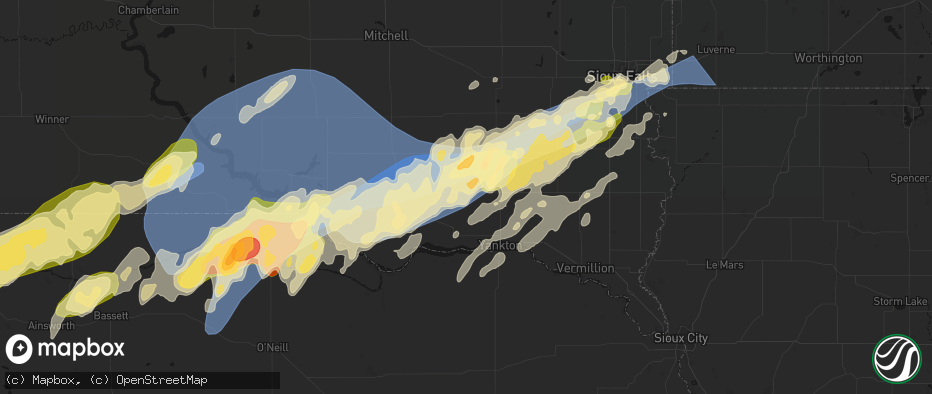Hail map in Lesterville, SD on May 17, 2026