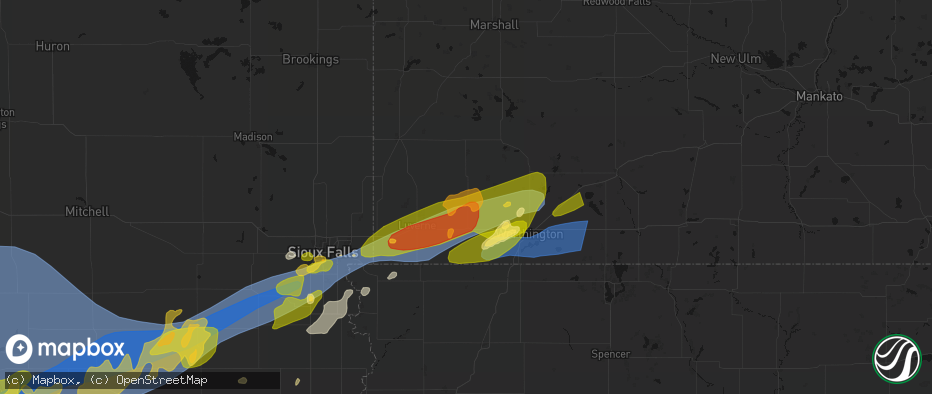 Hail map in Lismore, MN on May 17, 2026