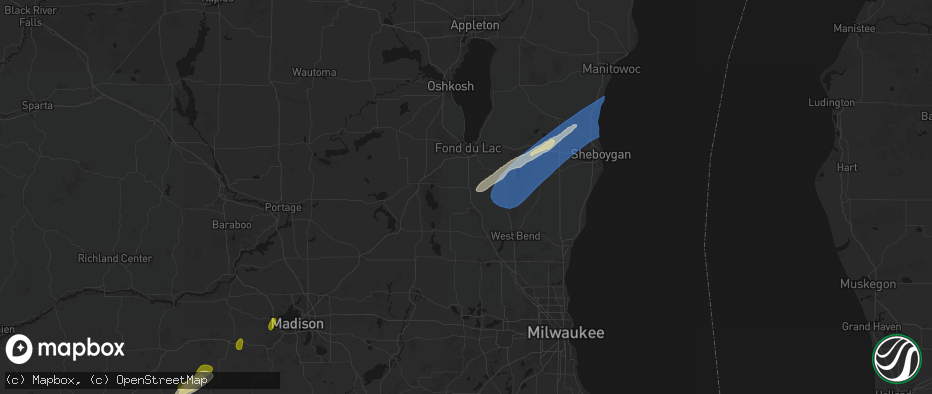 Hail map in Lomira, WI on May 17, 2026