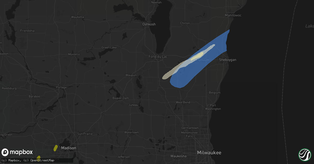 Hail map in Lomira, WI on May 17, 2026