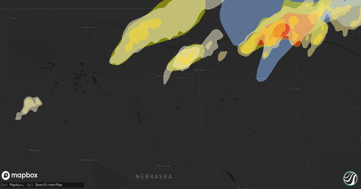 Hail map in Long Pine, NE on May 17, 2026