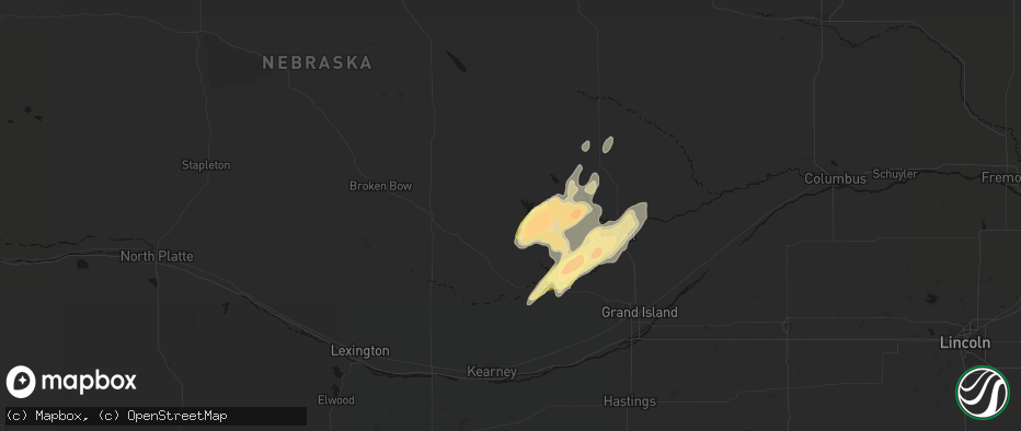 Hail map in Loup City, NE on May 17, 2026