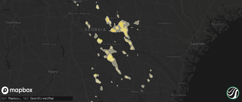 Hail map in Lumber City, GA on May 17, 2026