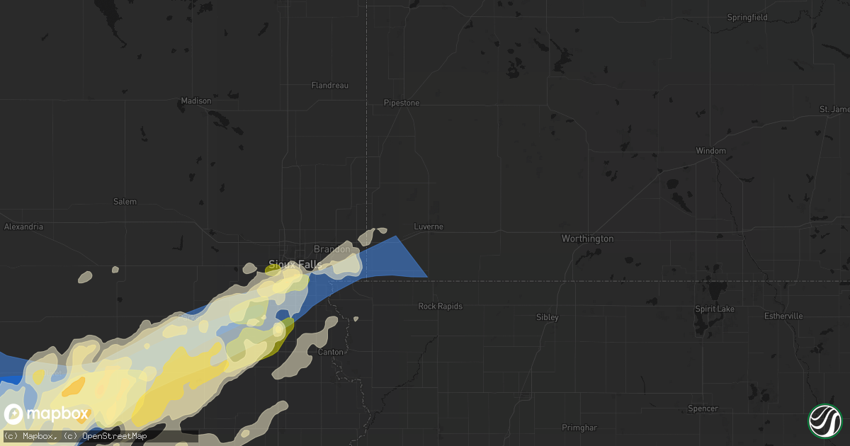 Hail map in Luverne, MN on May 17, 2026