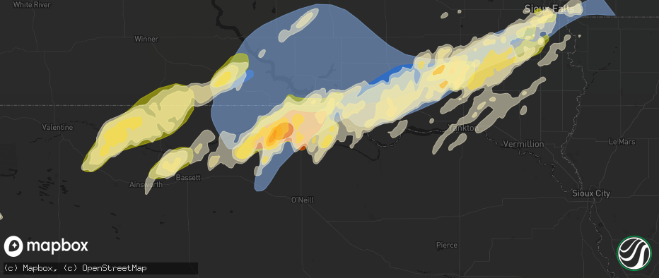 Hail map in Lynch, NE on May 17, 2026
