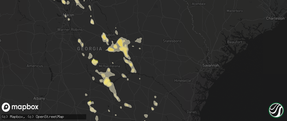 Hail map in Lyons, GA on May 17, 2026