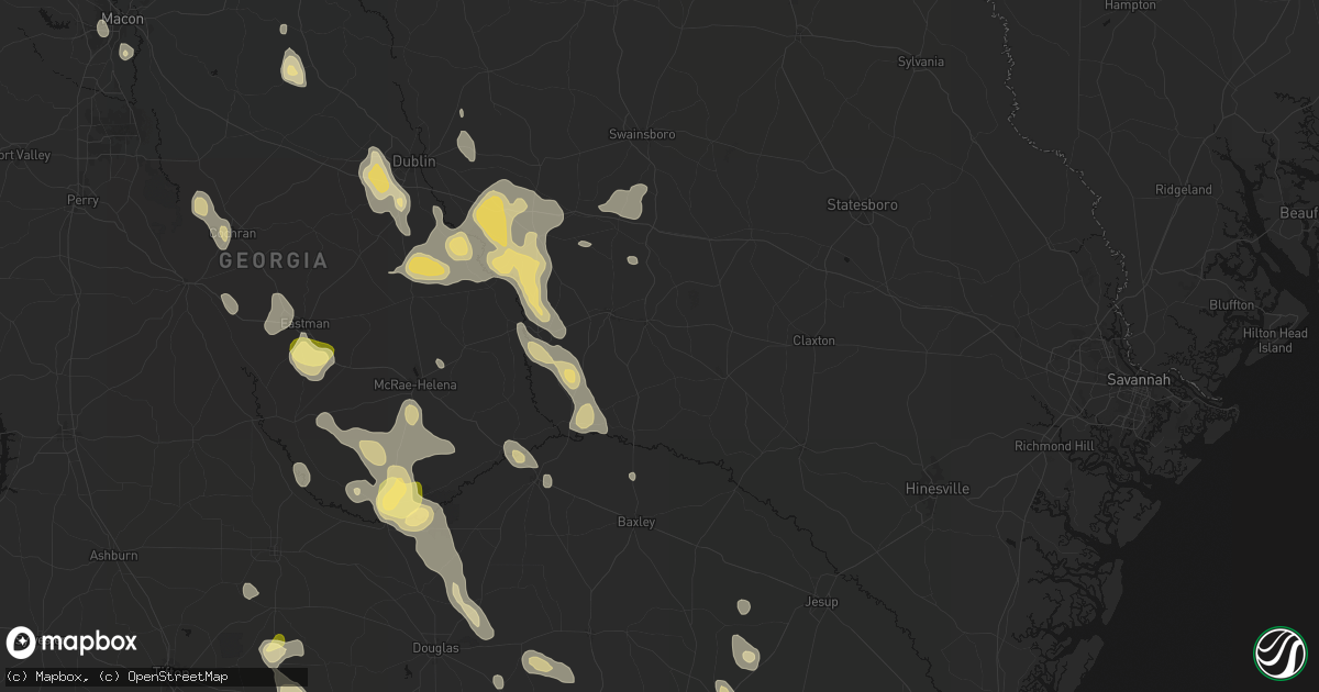Hail map in Lyons, GA on May 17, 2026