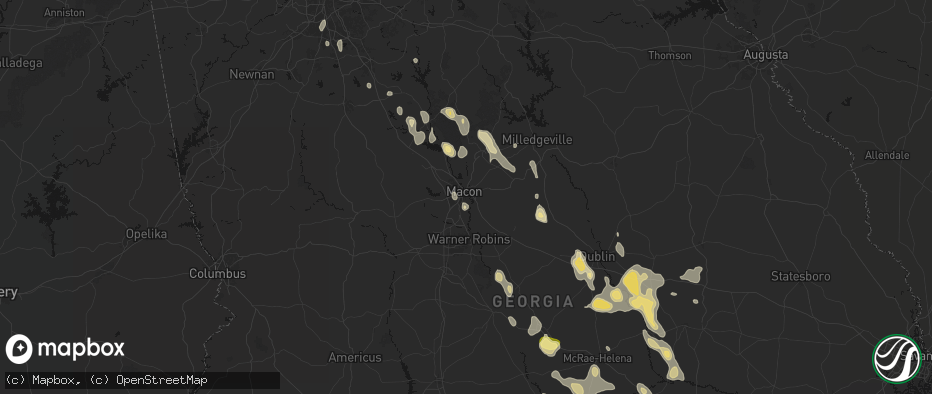 Hail map in Macon, GA on May 17, 2026