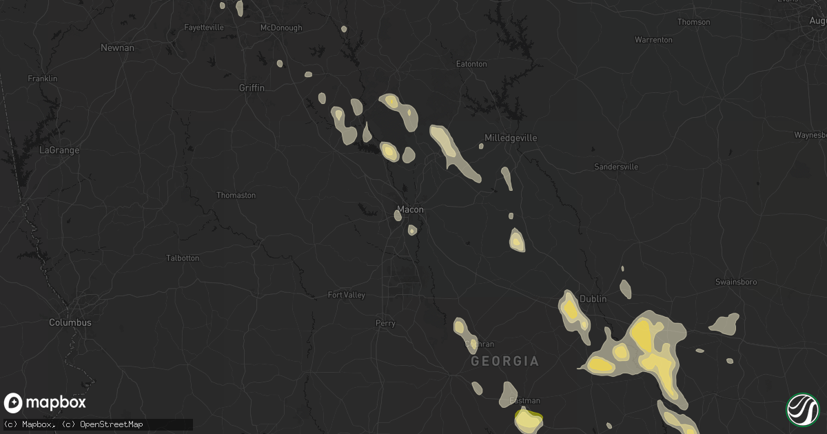 Hail map in Macon, GA on May 17, 2026