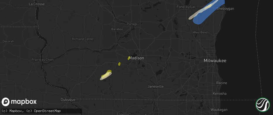 Hail map in Madison, WI on May 17, 2026