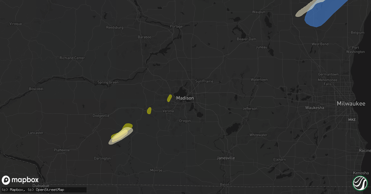 Hail map in Madison, WI on May 17, 2026
