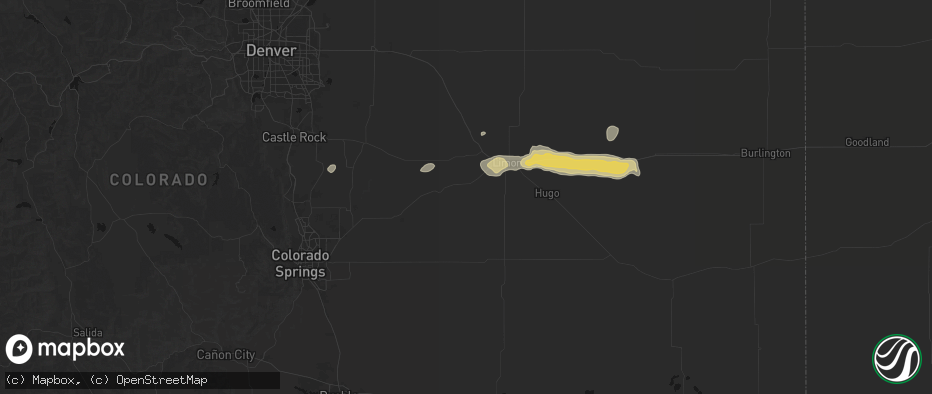 Hail map in Matheson, CO on May 17, 2026