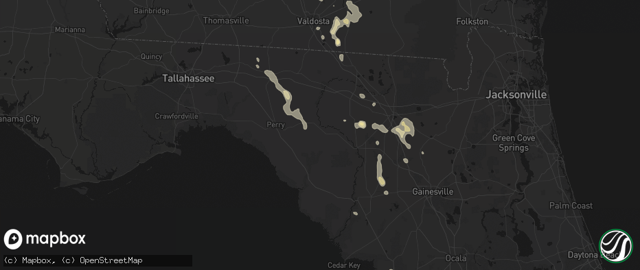 Hail map in Mayo, FL on May 17, 2026