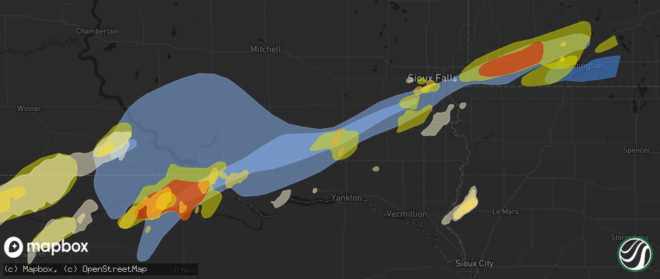 Hail map in Menno, SD on May 17, 2026
