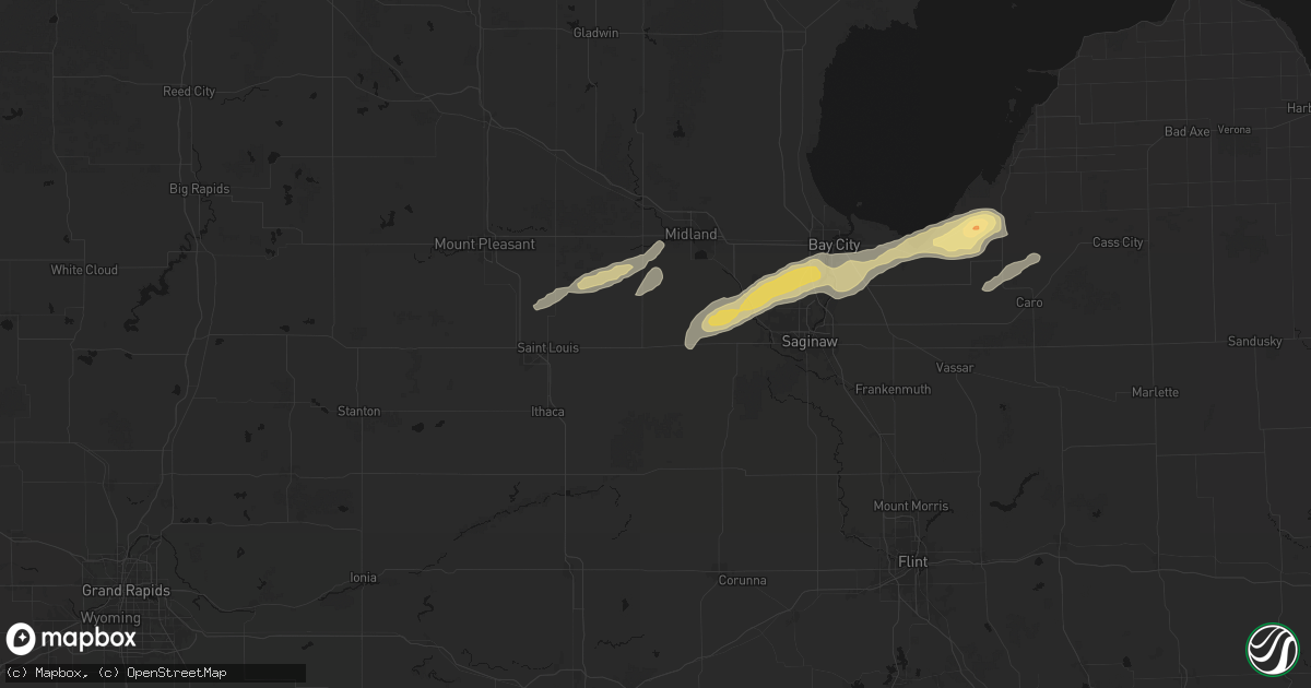 Hail map in Merrill, MI on May 17, 2026