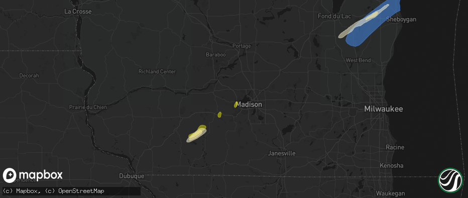 Hail map in Middleton, WI on May 17, 2026