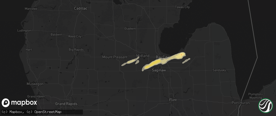Hail map in Midland, MI on May 17, 2026