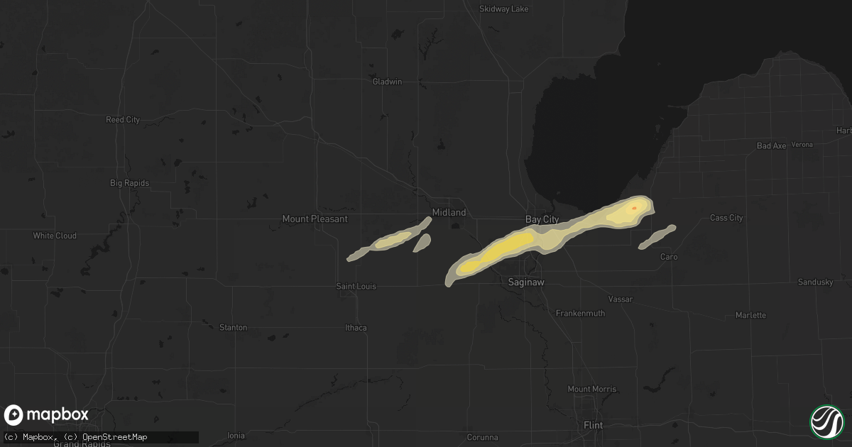 Hail map in Midland, MI on May 17, 2026