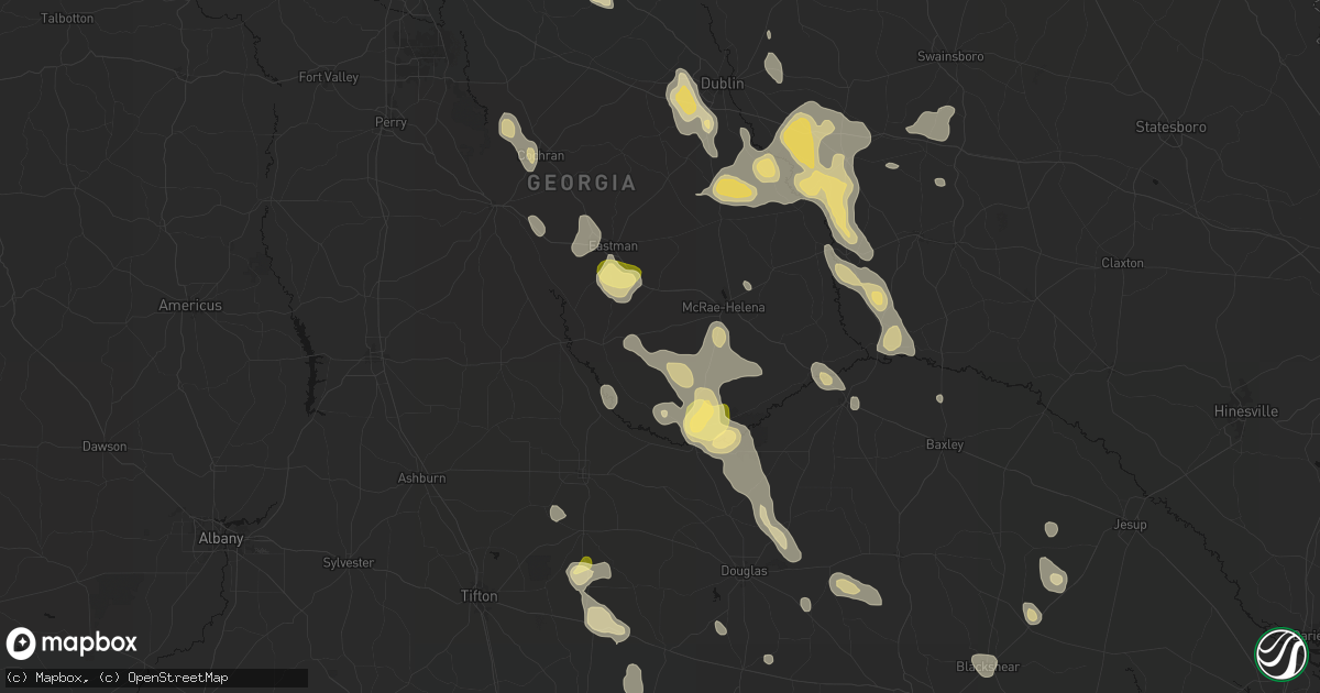 Hail map in Milan, GA on May 17, 2026