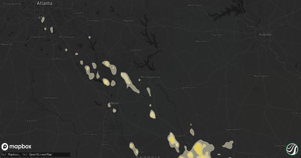 Hail map in Milledgeville, GA on May 17, 2026