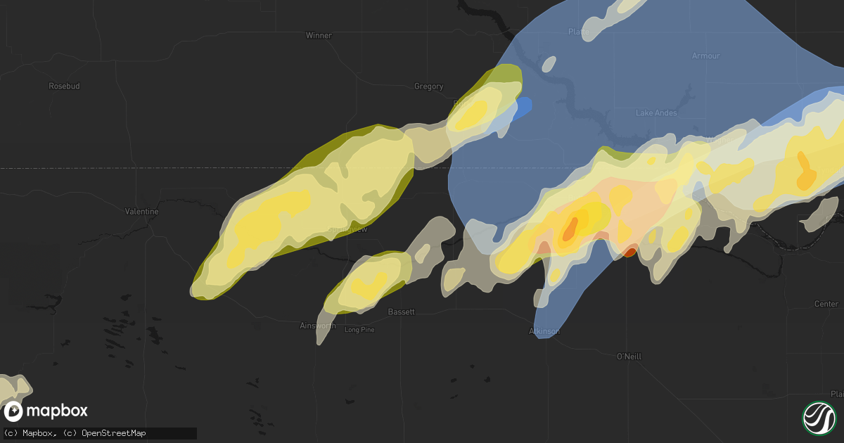 Hail map in Mills, NE on May 17, 2026