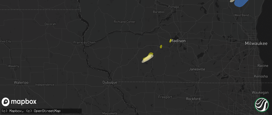 Hail map in Mineral Point, WI on May 17, 2026