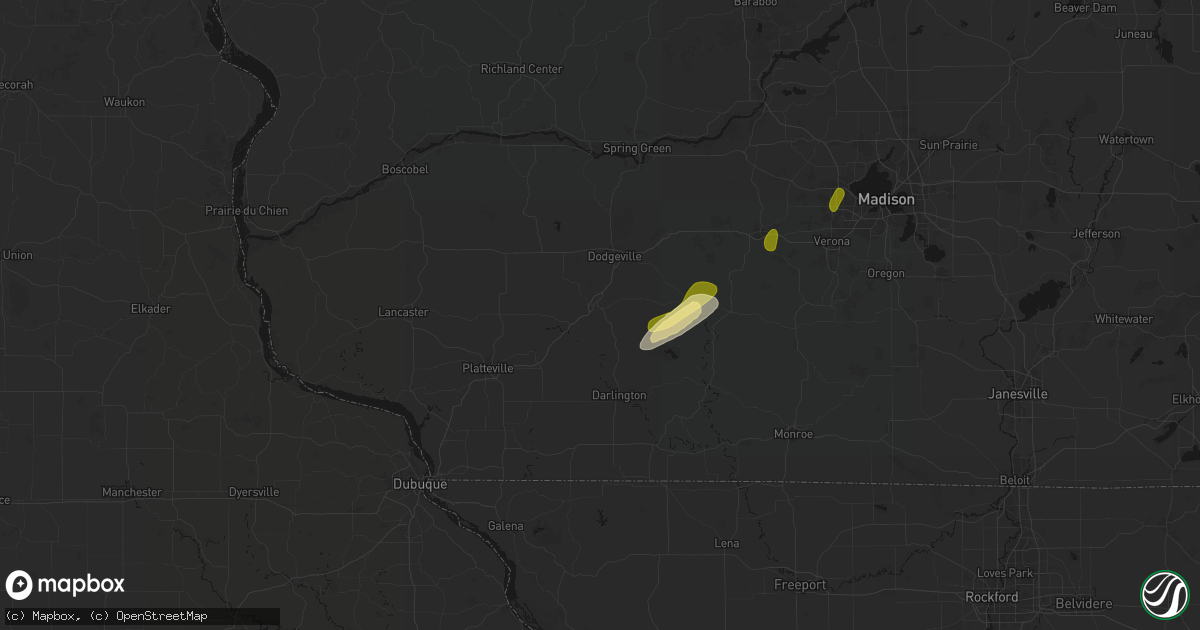 Hail map in Mineral Point, WI on May 17, 2026
