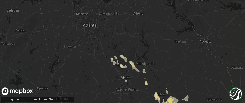 Hail map in Monticello, GA on May 17, 2026