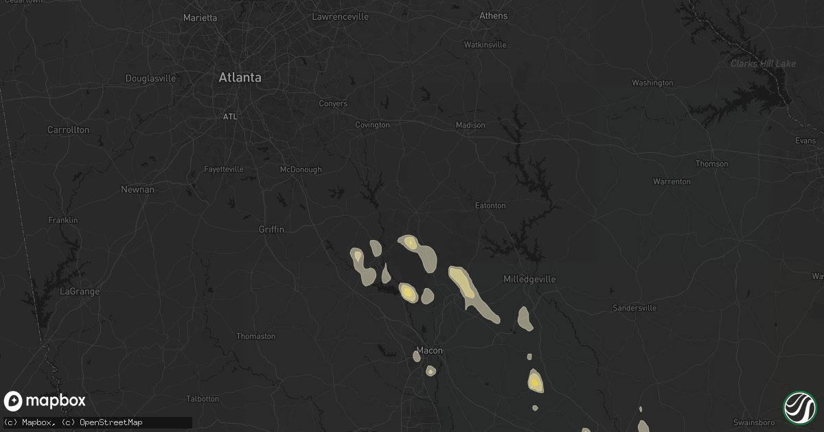 Hail map in Monticello, GA on May 17, 2026