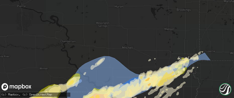 Hail map in Mount Vernon, SD on May 17, 2026