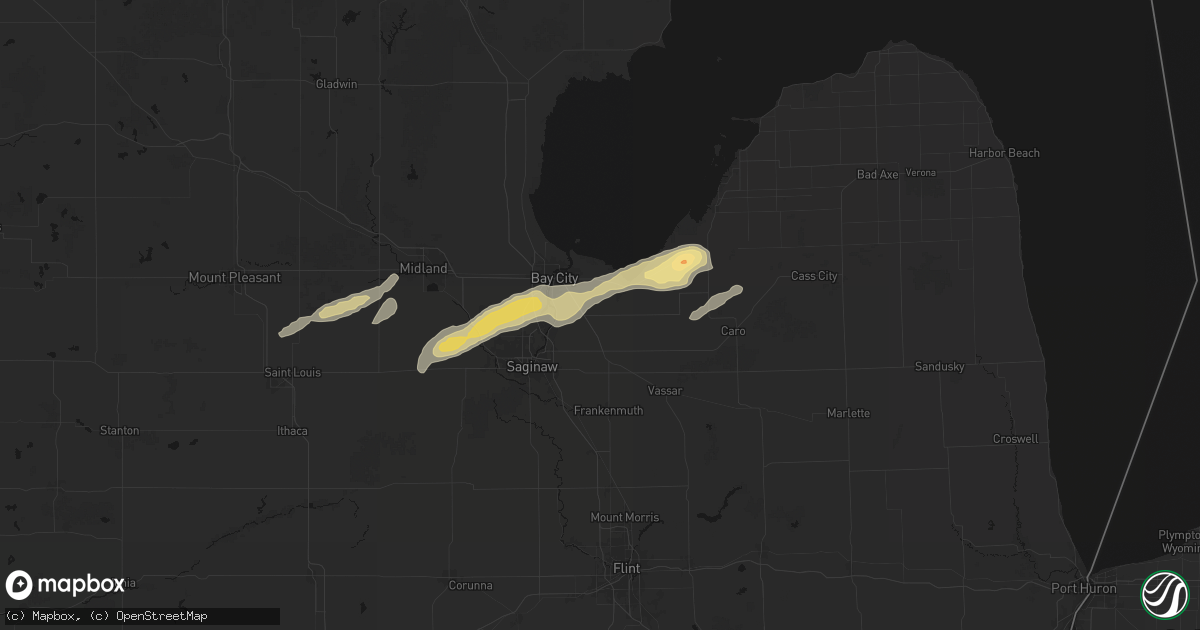 Hail map in Munger, MI on May 17, 2026