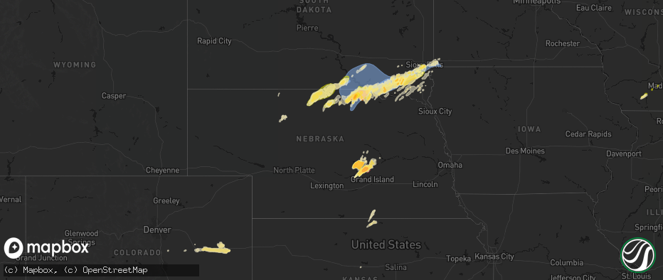 Hail map in Nebraska on May 17, 2026