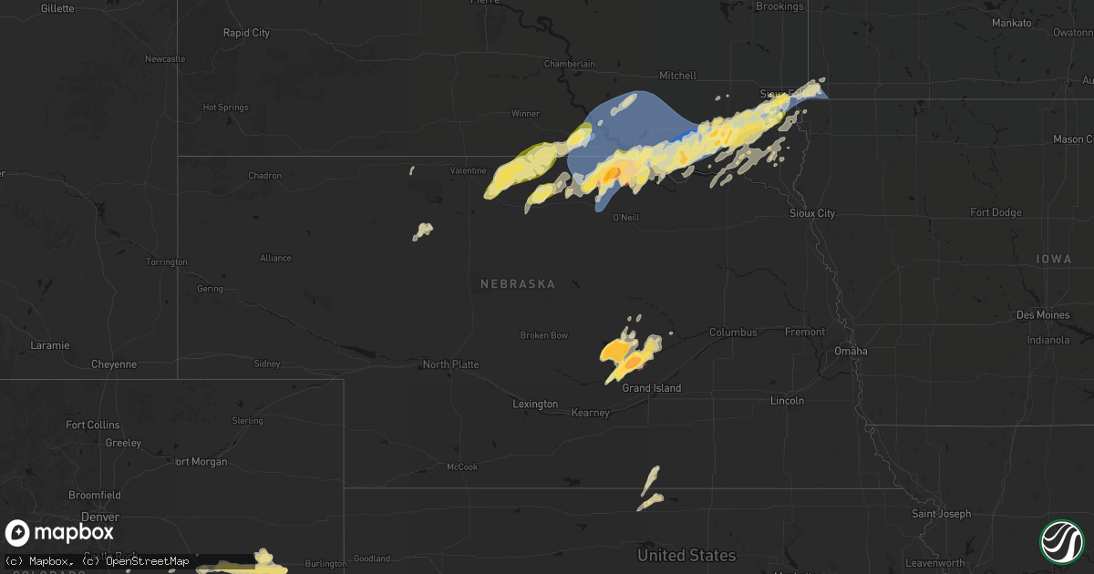 Hail map in Nebraska on May 17, 2026
